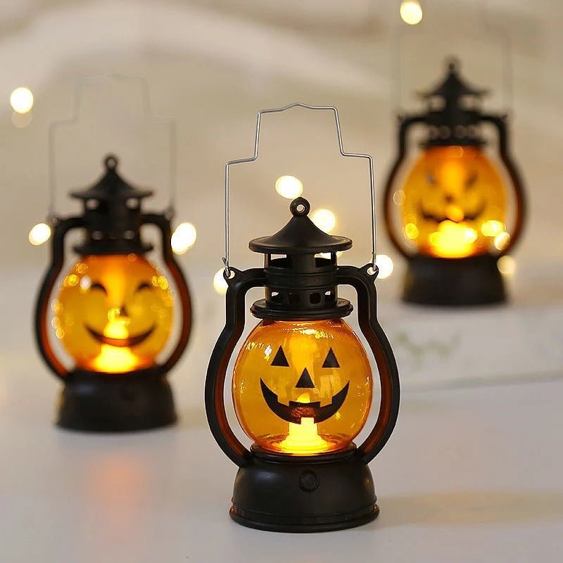 LED Pompoenlantaarns met Spookgezichten Halloween Decoratieve Verlichting Veilig op Batterij Sfeervol Sfeer | Sulvida