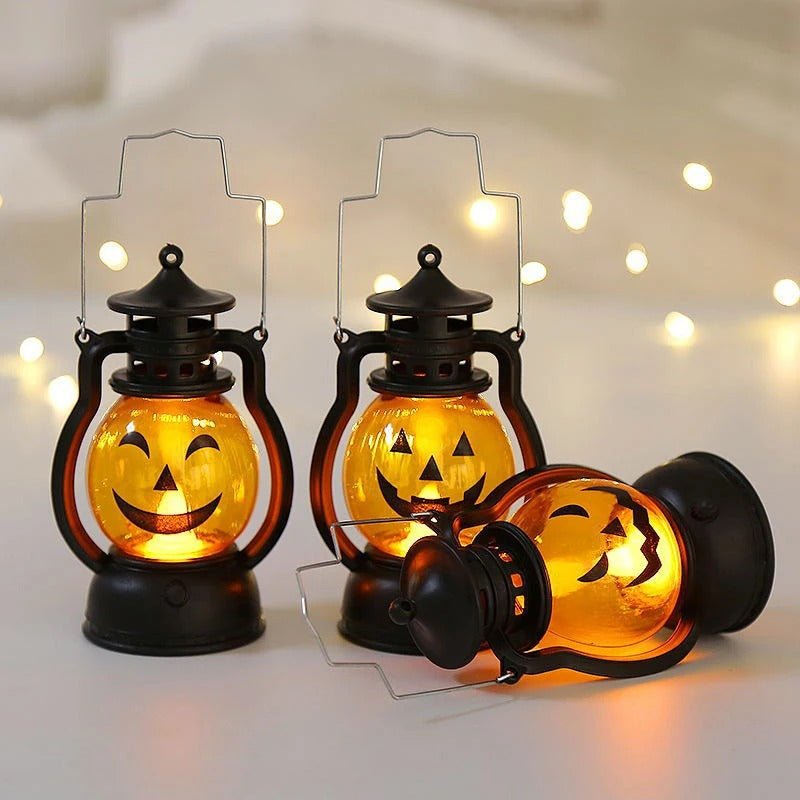 LED Pompoenlantaarns met Spookgezichten Halloween Decoratieve Verlichting Veilig op Batterij Sfeervol Sfeer | Sulvida