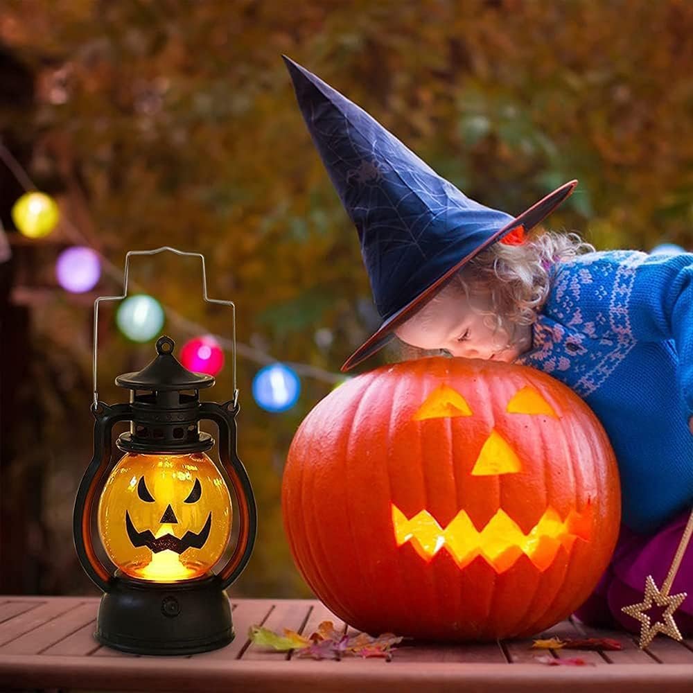 LED Pompoenlantaarns met Spookgezichten Halloween Decoratieve Verlichting Veilig op Batterij Sfeervol Sfeer | Sulvida