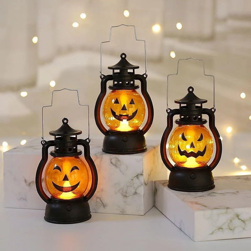 LED Pompoenlantaarns met Spookgezichten Halloween Decoratieve Verlichting Veilig op Batterij Sfeervol Sfeer | Sulvida