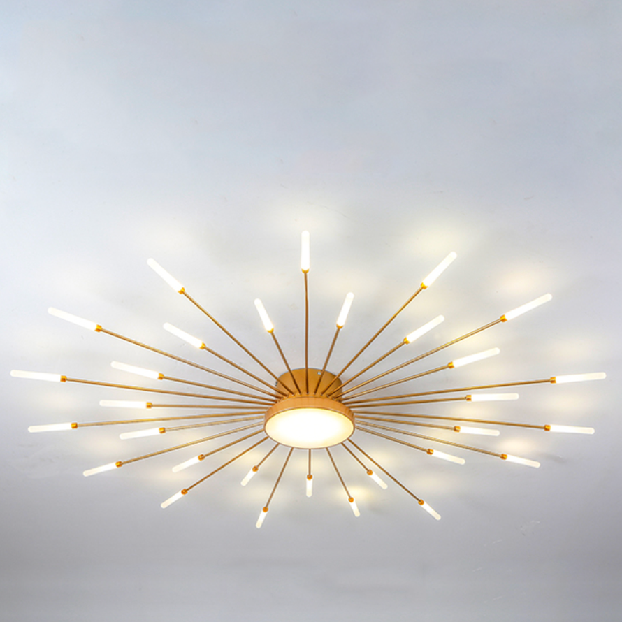 LED Plafondlamp Vuurwerk Metaal Acryl Zwart Goud Dimbaar Modern Design Woonkamer Slaapkamer Eetkamer Decoratief | Sulvida