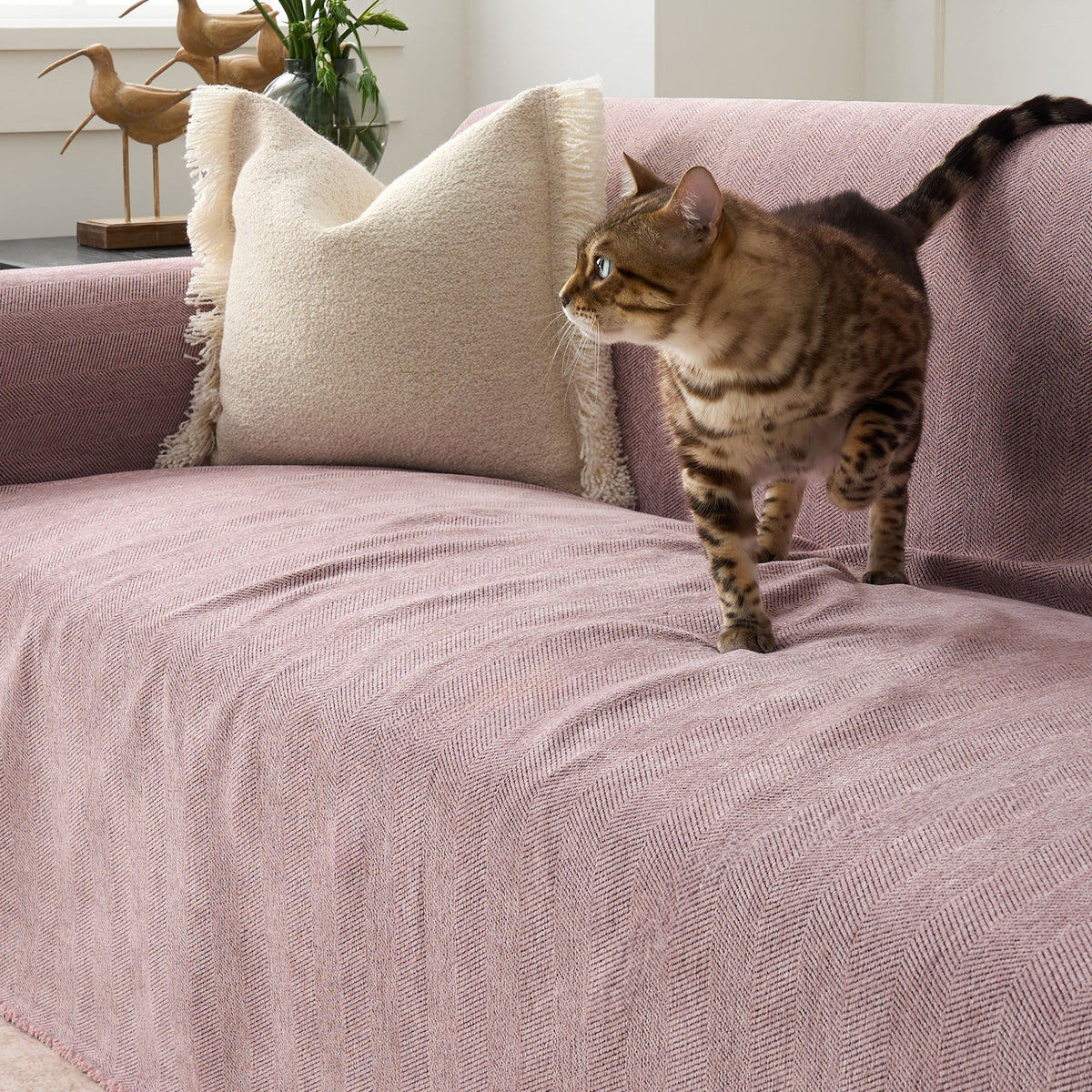 Geweven Bankhoes Visgraat Patroon Meubelbeschermer Huisdiervriendelijk Wasbaar Decoratief Sofa Woonkamer | Sulvida