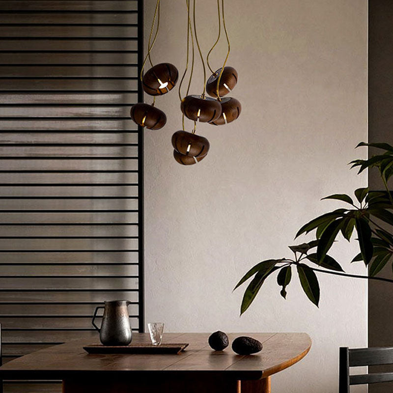 Houten Kroonluchter met Meerlagige Verlichting voor Eetkamer Slaapkamer Woonruimte Sfeervolle Ambiance | Sulvida
