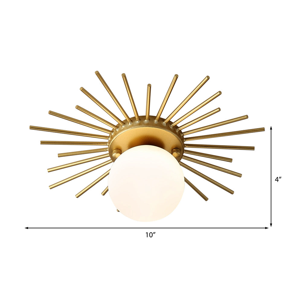 Plafondlamp Bol 25 cm Goud Mat Glas Minimalistisch Modern Design Plafondarmatuur Woonkamer Slaapkamer Gang | Sulvida