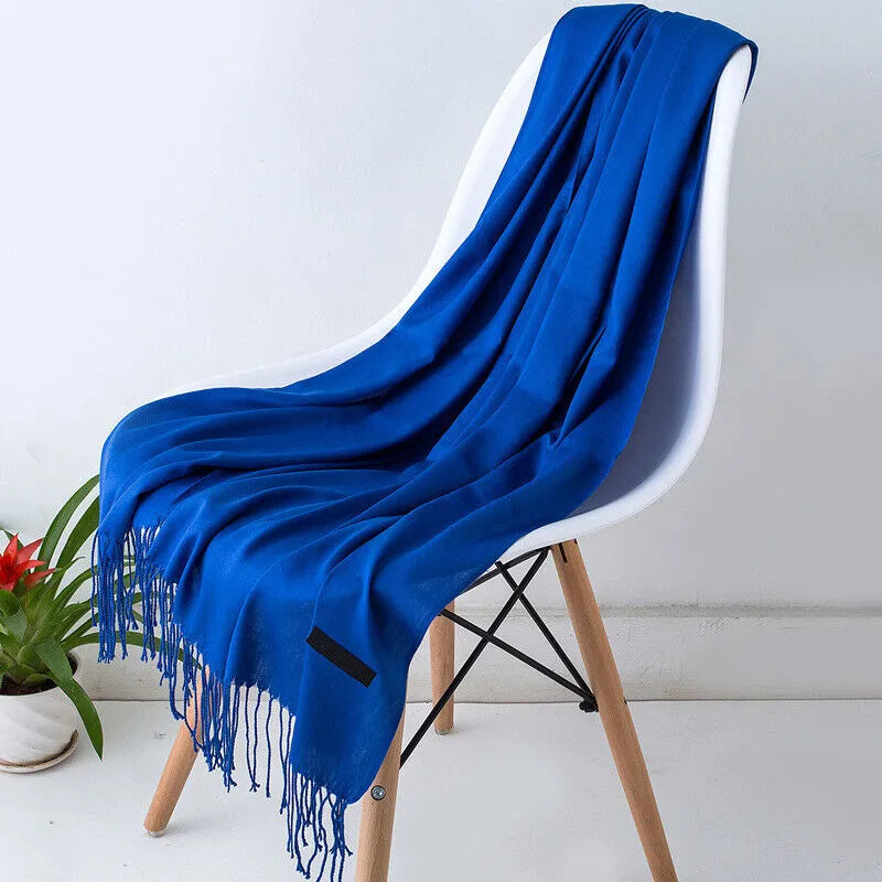 Écharpe en cachemire 200x70cm, châle haut de gamme et accessoire d’hiver chaud pour femme et homme, à franges, unisexe, 10 coloris | Sulvida