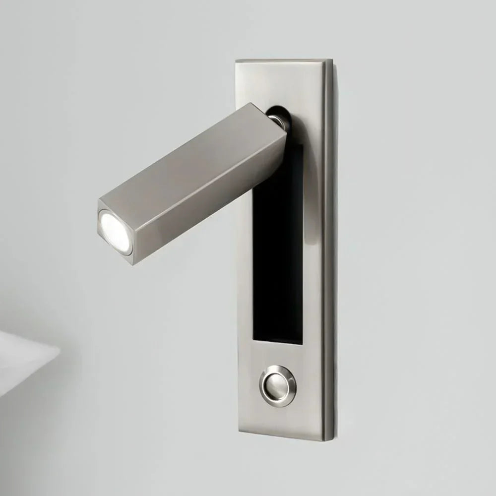 Draaibare wandspot cilinder vierkant LED instelbaar slaapkamer bedlamp dimbaar metaal modern leeslamp design | Sulvida
