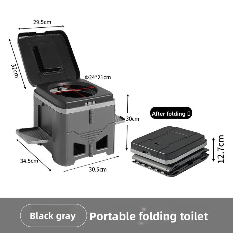Toilettes de camping pliables avec porte-sacs et pieds réglables, 30×30×30 cm, toilettes portables d’urgence pour le camping | Sulvida