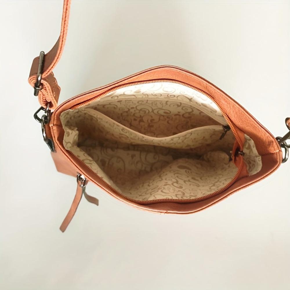 Vierkante Crossbody Tas Retro Vintage Schoudertas Bruin Kunstleer Dames Elegante Compacte Handtas Mode | Sulvida