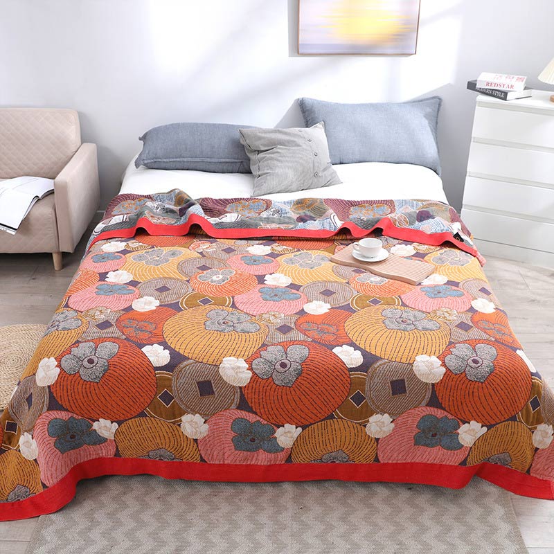 Gestreept Katoenen Gazen Quilt Dekbed Dubbelzijdig Omkeerbaar Zomerdeken of Laken voor Bed Ademend Lichtgewicht Tweepersoons Kingsize | Sulvida