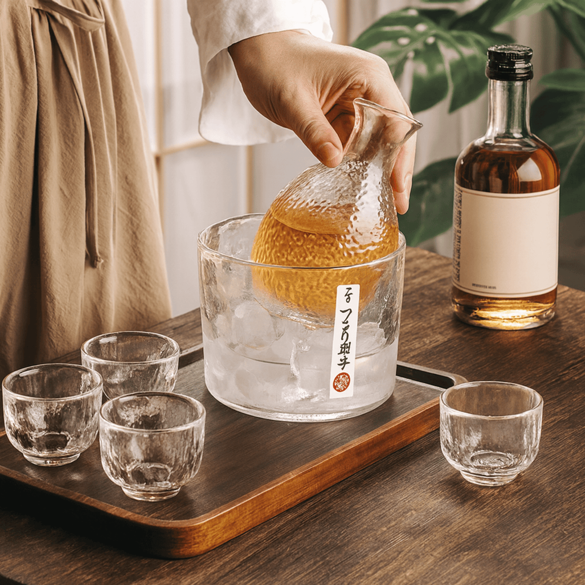 Japans Glasservies Sake-set met IJsemmer Drank Karaf en Glazen Premium Eco Glaswerk voor Authentieke Sakeservering | Sulvida