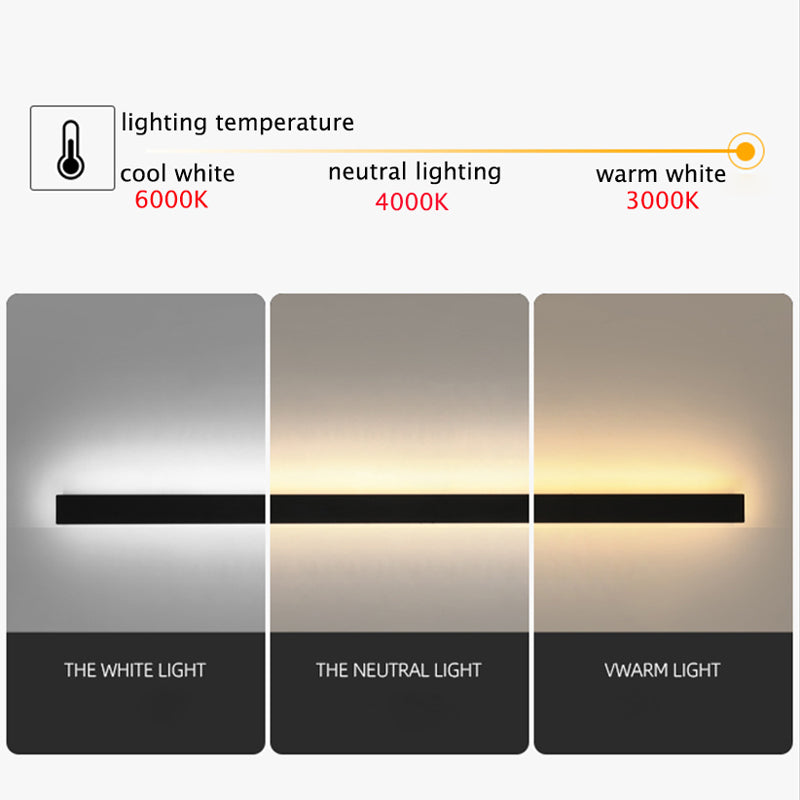 Lineaire buitenwandlamp LED IP65 waterdicht zwart metaal acryl tuinverlichting moderne gevelverlichting | Sulvida