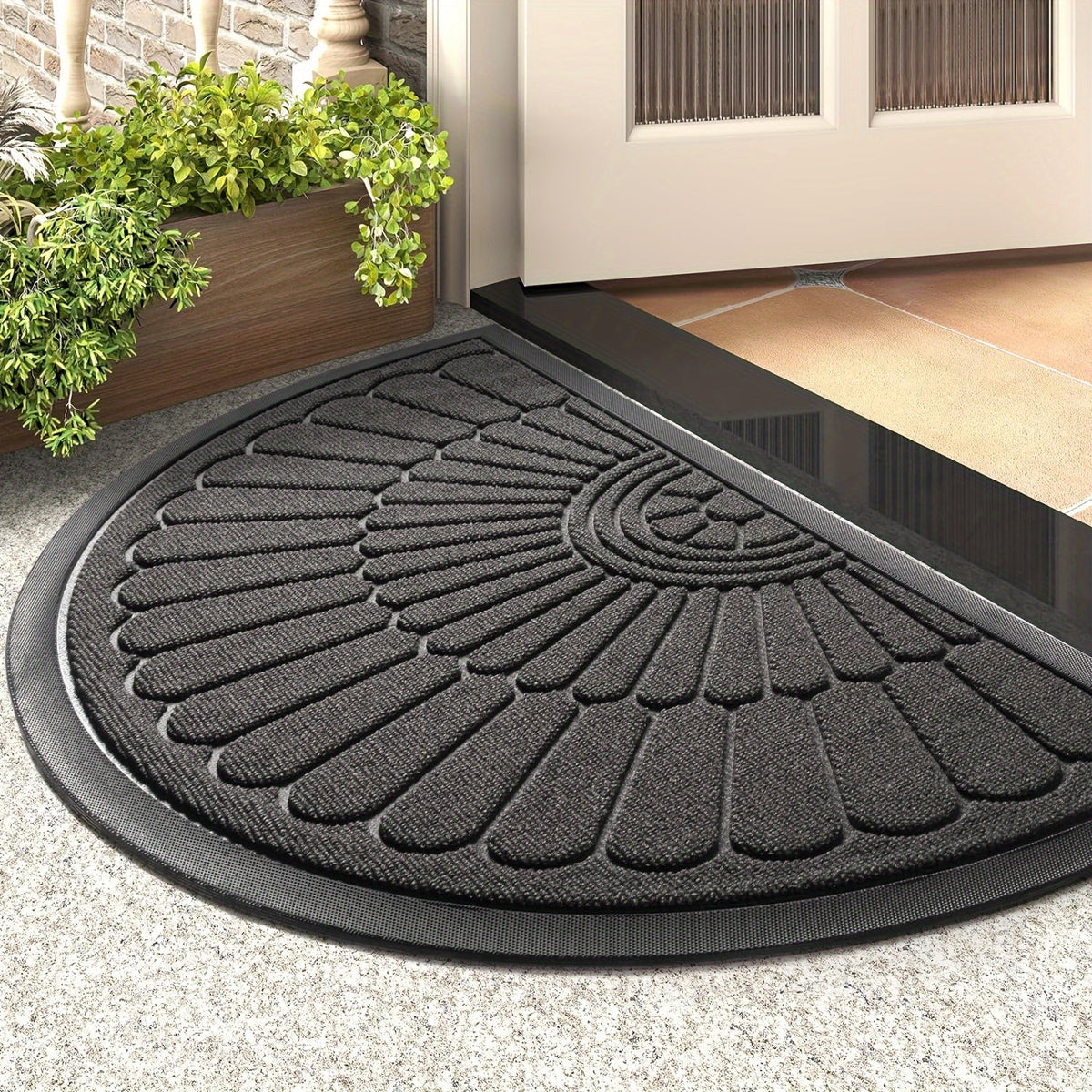 Halfronde Deurmat Rubber Antislip Binnenshuis Buitenshuis Entree Vuilvanger Duurzaam Weerbestendig 43×75 60×90 | Sulvida