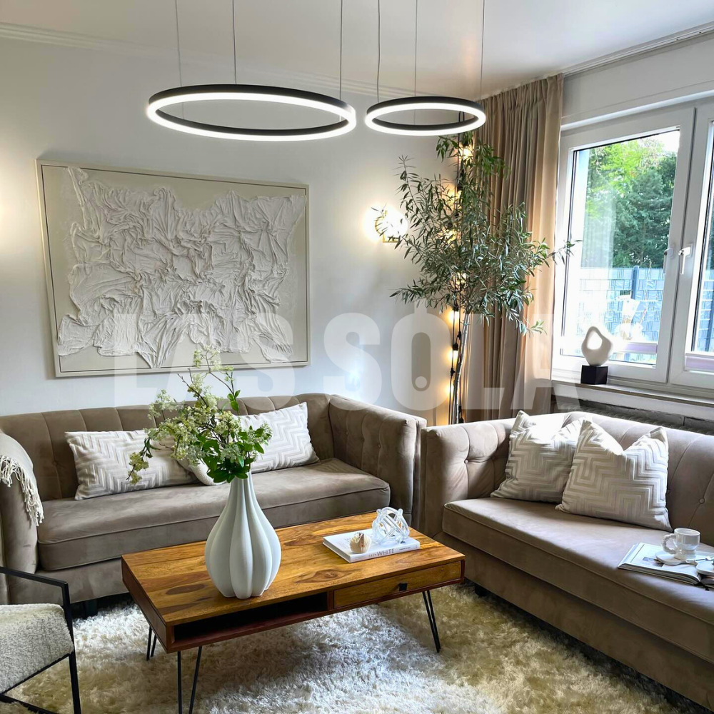 Hanglamp Metalen Ringen Zwart Goud Koffie LED Modern Dimbaar Eettafel Woonkamer Slaapkamer Verstelbaar | Sulvida
