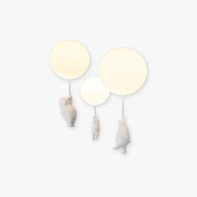 Plafondlamp Beer met Ballonnen Wit Resina Acryl LED E27 Kinderkamer Speels Design Wandlamp voor Slaapkamer | Sulvida