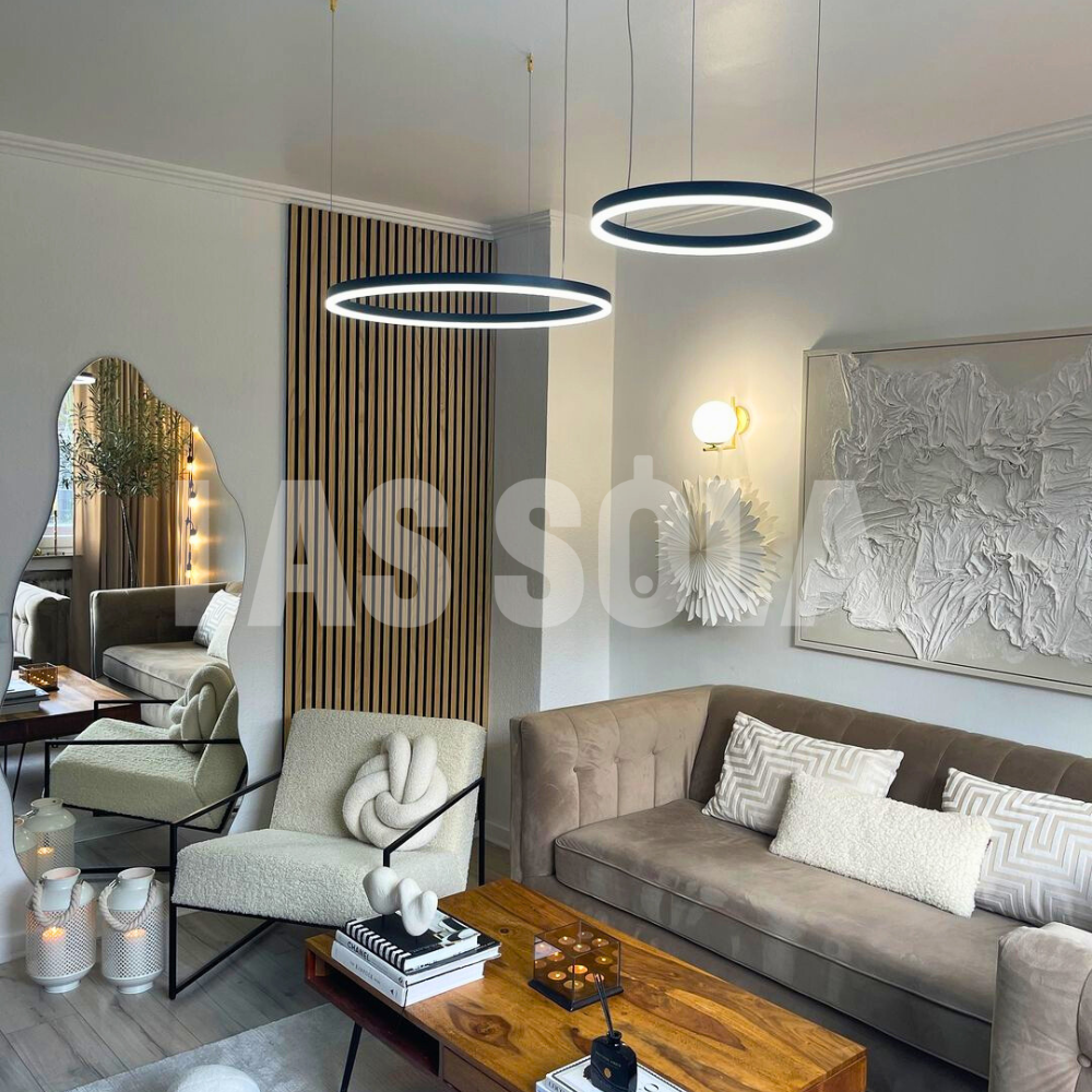 Hanglamp Metalen Ringen Zwart Goud Koffie LED Modern Dimbaar Eettafel Woonkamer Slaapkamer Verstelbaar | Sulvida