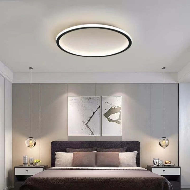 Ronde LED Plafondlamp Modern Dimbaar Zwart Wit Metaal Acryl Woonkamer Slaapkamer 30-50cm Plafondarmatuur | Sulvida