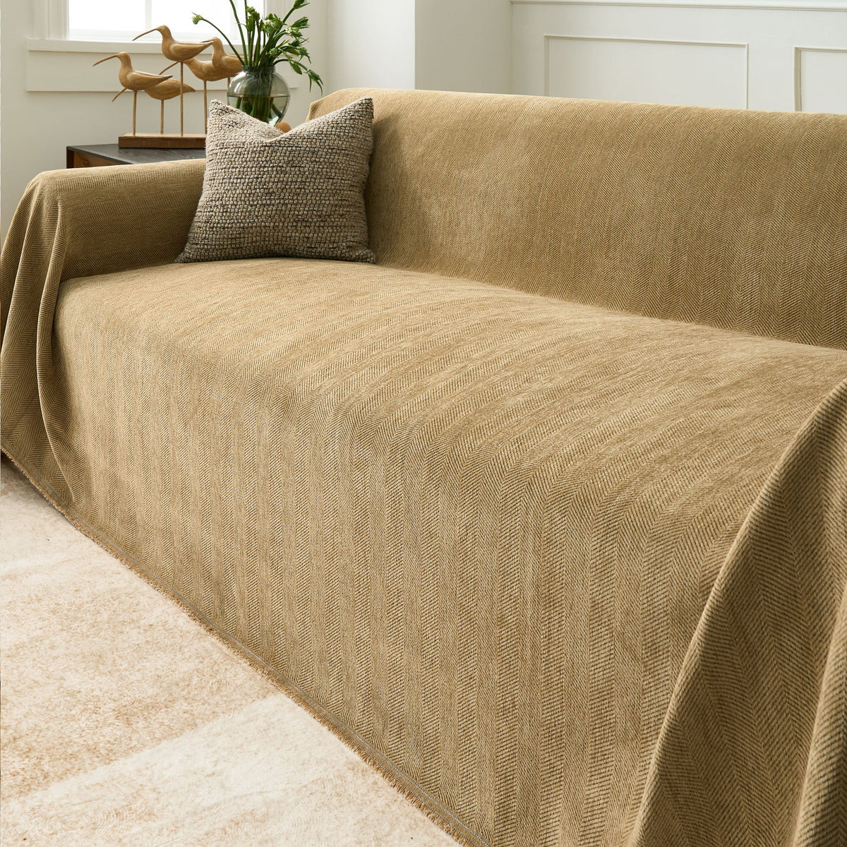Geweven Bankhoes Visgraat Patroon Meubelbeschermer Huisdiervriendelijk Wasbaar Decoratief Sofa Woonkamer | Sulvida