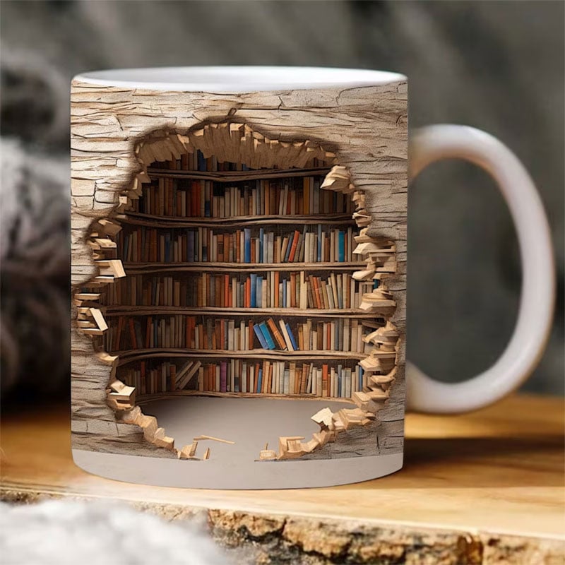 Keramische Boekenplank Mok 350ml Creatief 3D Design Perfect Cadeau Boekenliefhebbers Microgolfveilig Vaatwasmachine | Sulvida