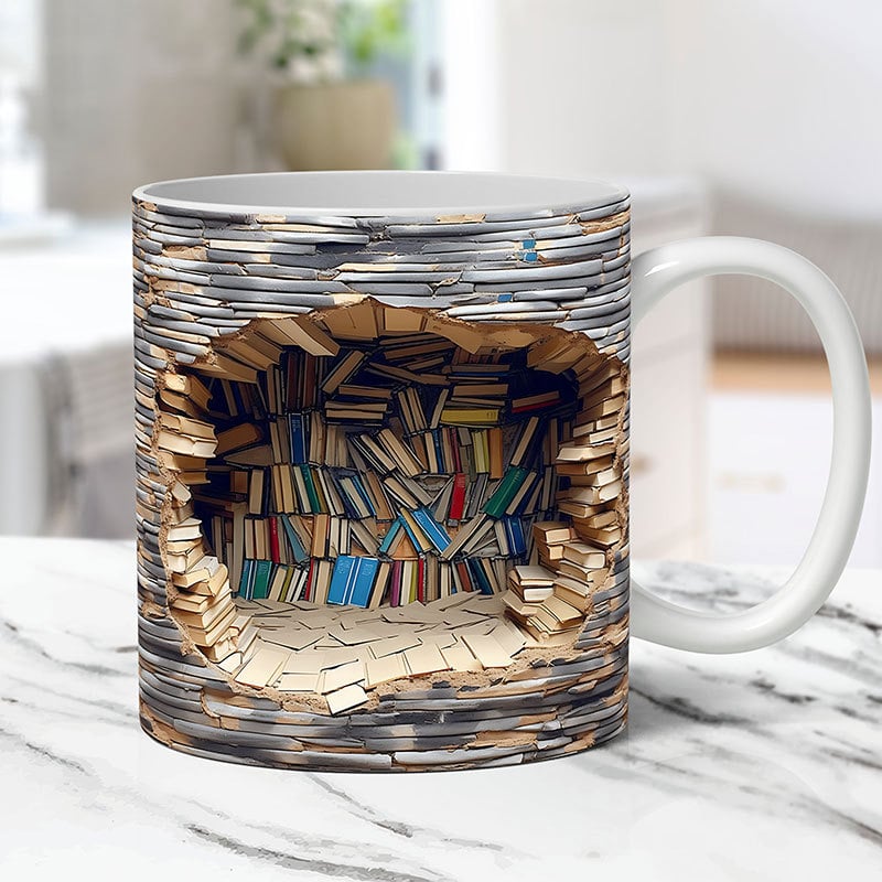 Keramische Boekenplank Mok 350ml Creatief 3D Design Perfect Cadeau Boekenliefhebbers Microgolfveilig Vaatwasmachine | Sulvida