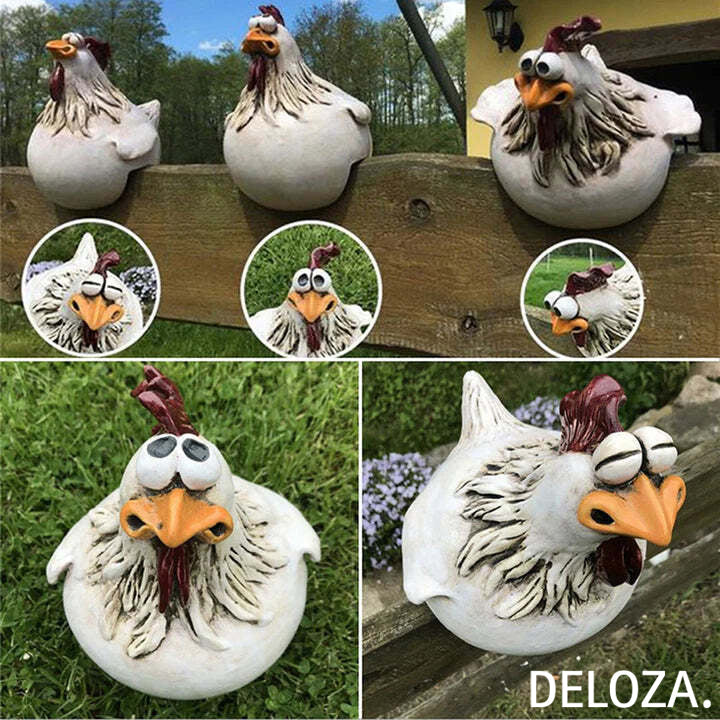 Figurine décorative de coq en résine, décoration de jardin résistante aux intempéries, 16 cm, ornement de jardin coloré, décoration extérieure | Sulvida