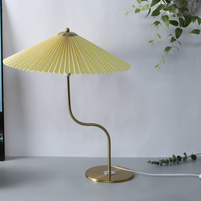 Retro Tafellamp Plissé Kap Stoffenlamp Metaal 63cm Vintage Design Sfeerlicht Leeslamp Woonkamer Sfeerverlichting | Sulvida