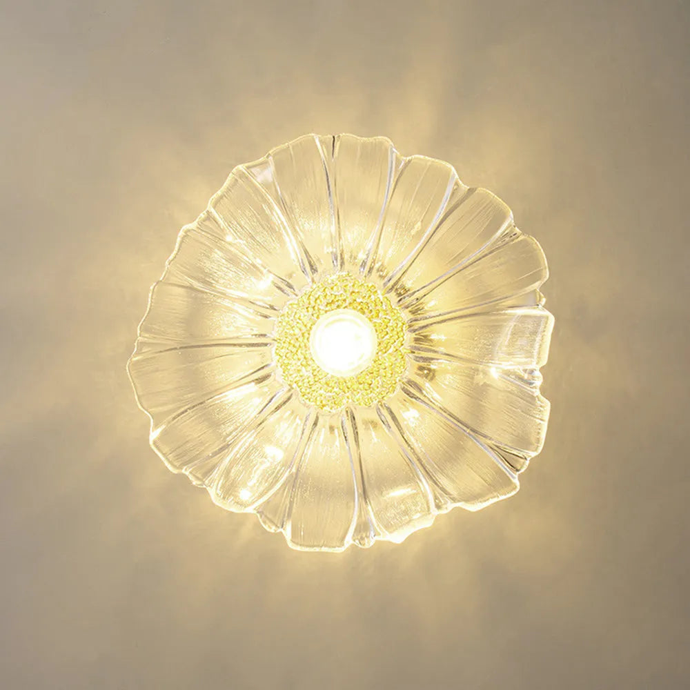 Glazen Hanglamp Bloem met Messing Details Plafondlamp Eetkamer Slaapkamer Woonkamer Retro Verlichting | Sulvida