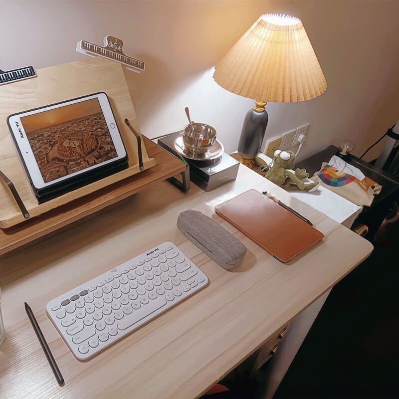 Klassieke Tafellamp met Plissé Kap Stof Metalen Voet Sfeerlicht Slaapkamer Nachtkastje Bureau Verlichting | Sulvida