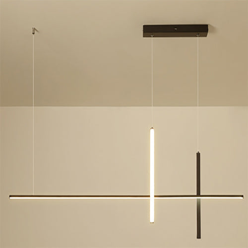 LED-lijnlamp met moderne lijnen voor eetkamer en keuken zwart wit minimalistisch verlichting hangend | Sulvida