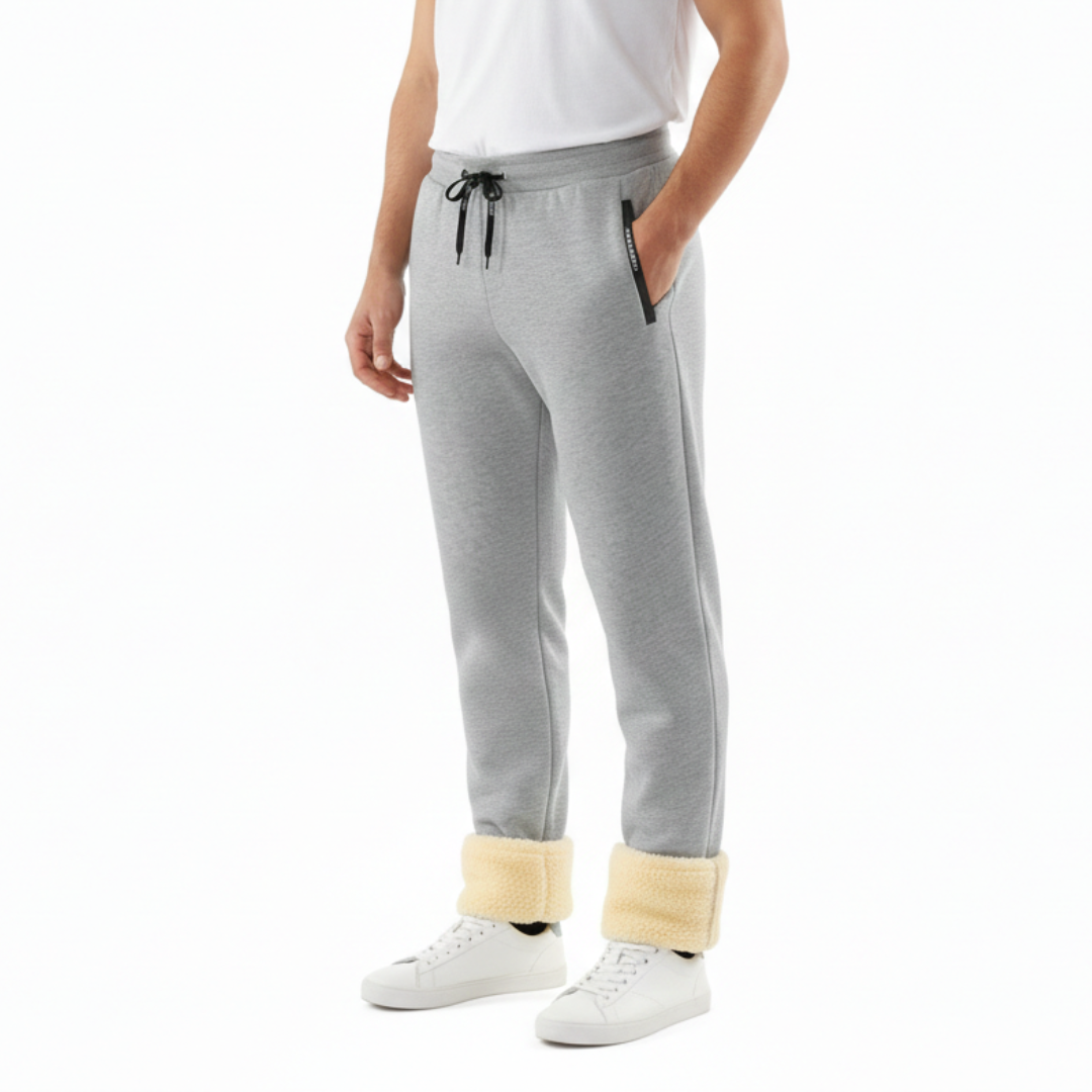 Sherpa gevoerde joggingbroek fleece warm winterbroek met ritszakken trekkoord en elastische tailleband | Sulvida