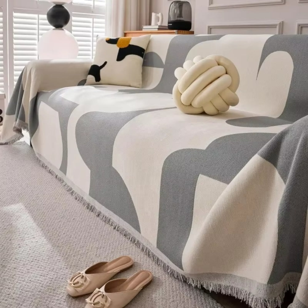 Chenille Bankhoes Boho Jacquard 180×130 cm Met Kwastjes Tweezijdig Plaid Bank Bescherming Woonkamer Decoratie | Sulvida