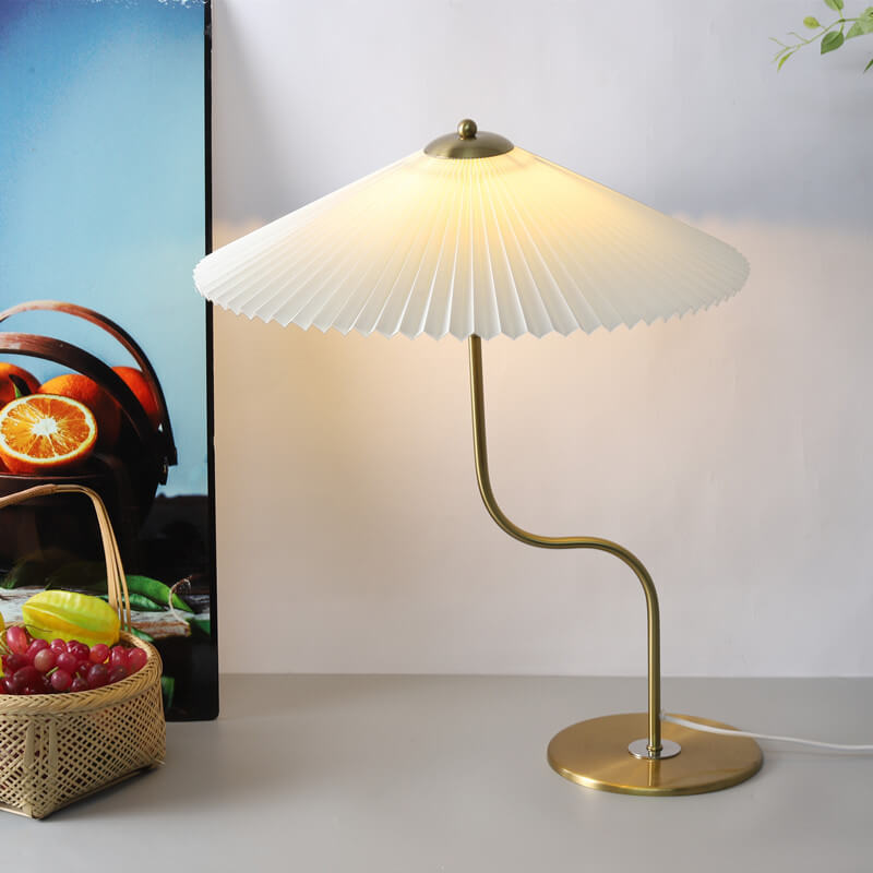 Retro Tafellamp Plissé Kap Stoffenlamp Metaal 63cm Vintage Design Sfeerlicht Leeslamp Woonkamer Sfeerverlichting | Sulvida