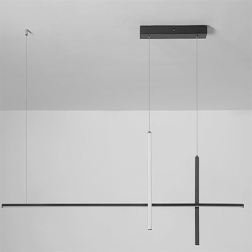 LED-lijnlamp met moderne lijnen voor eetkamer en keuken zwart wit minimalistisch verlichting hangend | Sulvida