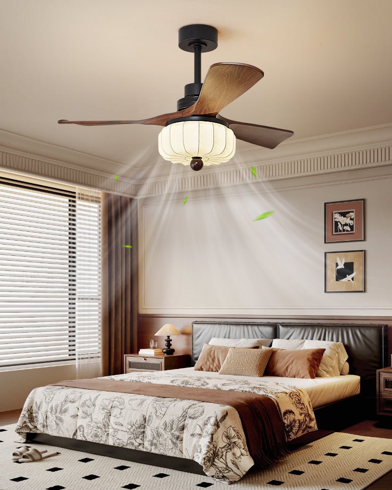 Plafondventilator met Verlichting Vintage Stijl 3 Maten Afstandsbediening 6 Snelheden LED Slaapkamer | Sulvida