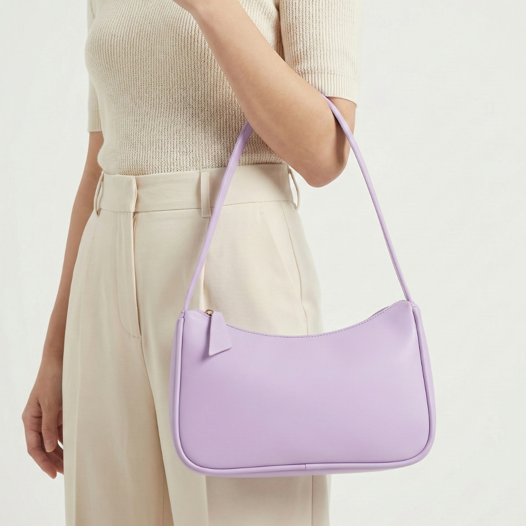 Petit sac baguette à bandoulière en similicuir, compact et élégant, sac à bandoulière pour femme avec fermeture éclair, sac de journée chic et décontracté | Sulvida