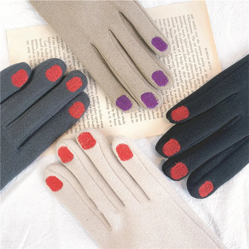 Touchscreen Winterhandschoenen met Nagellak Design – Warme Fleece Gevoerde Handschoenen voor Dames Winter | Sulvida