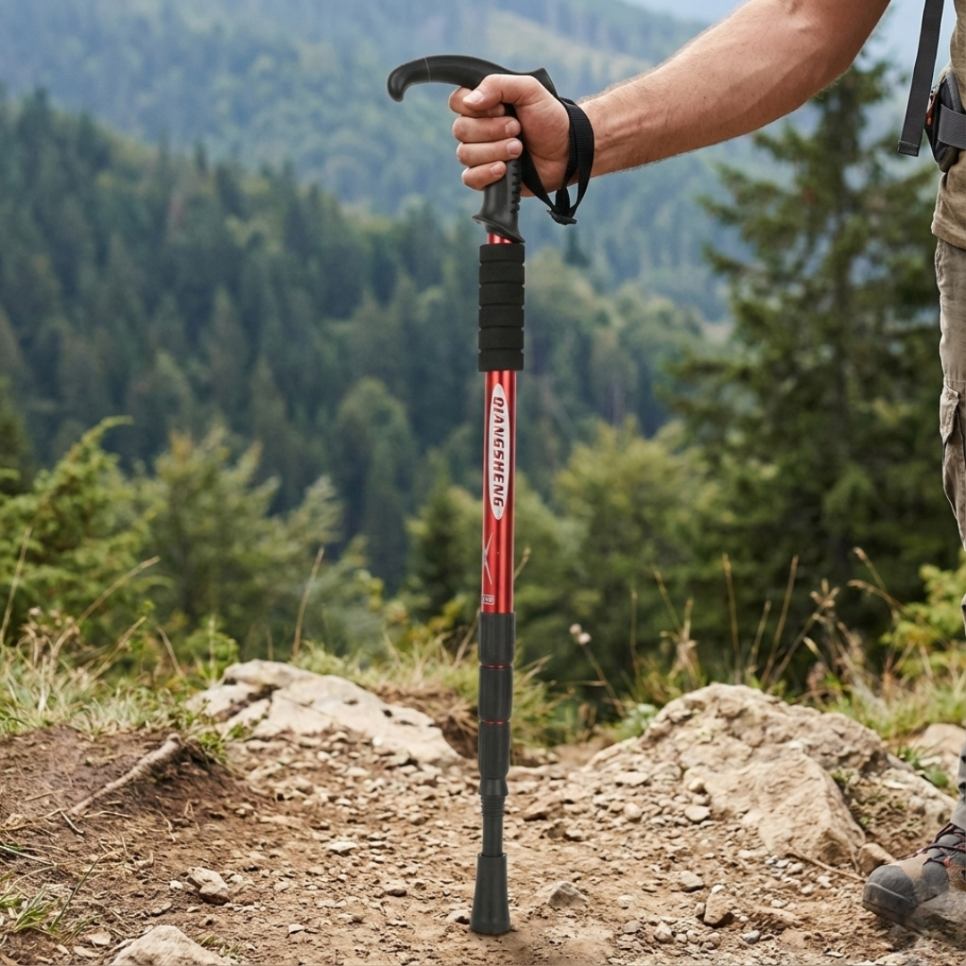 Inklapbare Telescopische Wandelstok Lichtgewicht Aluminium Trekkingstok met T-Handvat Verstelbaar 50-110 cm | Sulvida