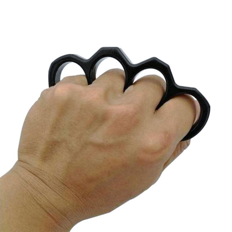 Metalen zelfverdedigingsring met vingergreep zilver zwart draagbaar compact voor persoonlijke veiligheid | Sulvida