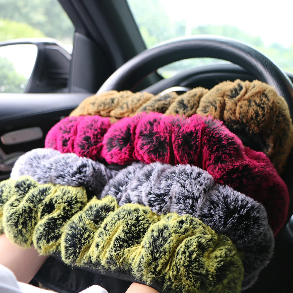 Pluche stuurhoes winter auto zwart grijs groen paars bruin zacht warm universeel passend 38cm stuurwiel | Sulvida