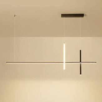 LED-lijnlamp met moderne lijnen voor eetkamer en keuken zwart wit minimalistisch verlichting hangend | Sulvida