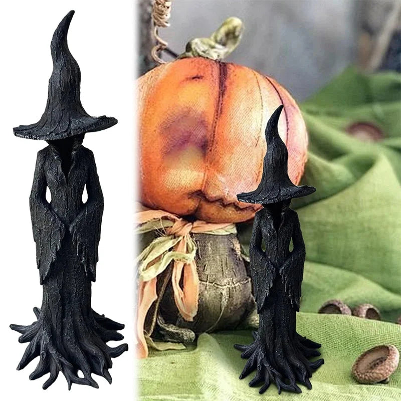 Heksen Beeldje Hars Zwart Gothic Tovenares – Mystieke Decoratie Halloween Interieur Sfeervolle Woonkamer | Sulvida