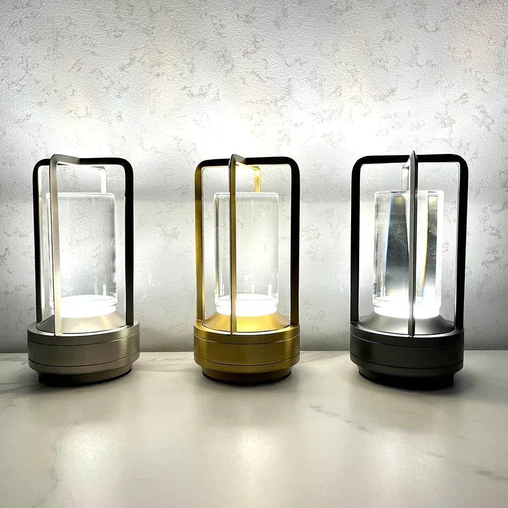 Draadloze tafellamp met kristalglas dimbaar touch oplaadbaar sfeerverlichting interieur batterij LED | Sulvida