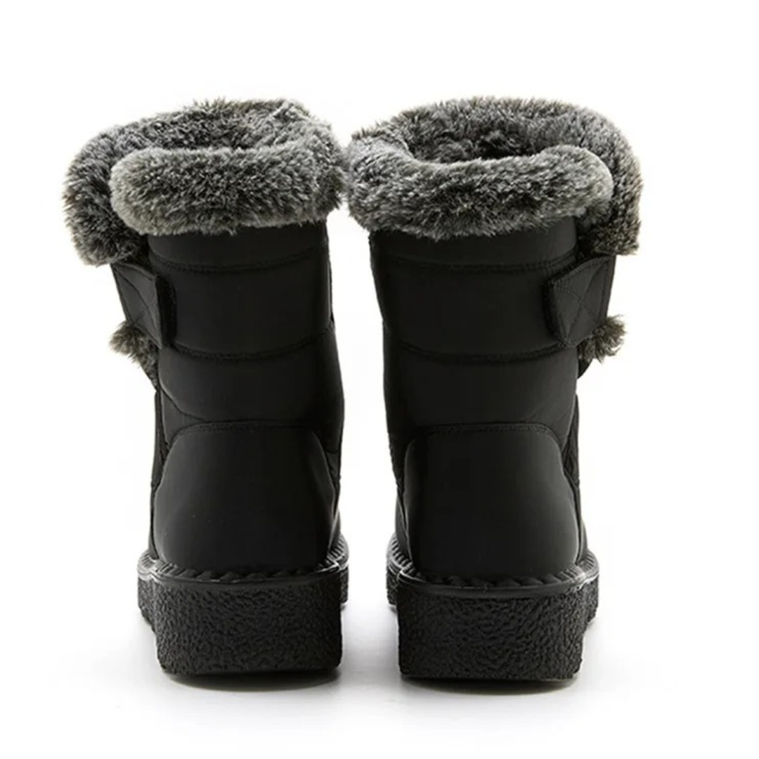Gevoerde winterlaarzen dames waterdicht met keilhak klittenband antislip zool comfortabel warm schoeisel | Sulvida