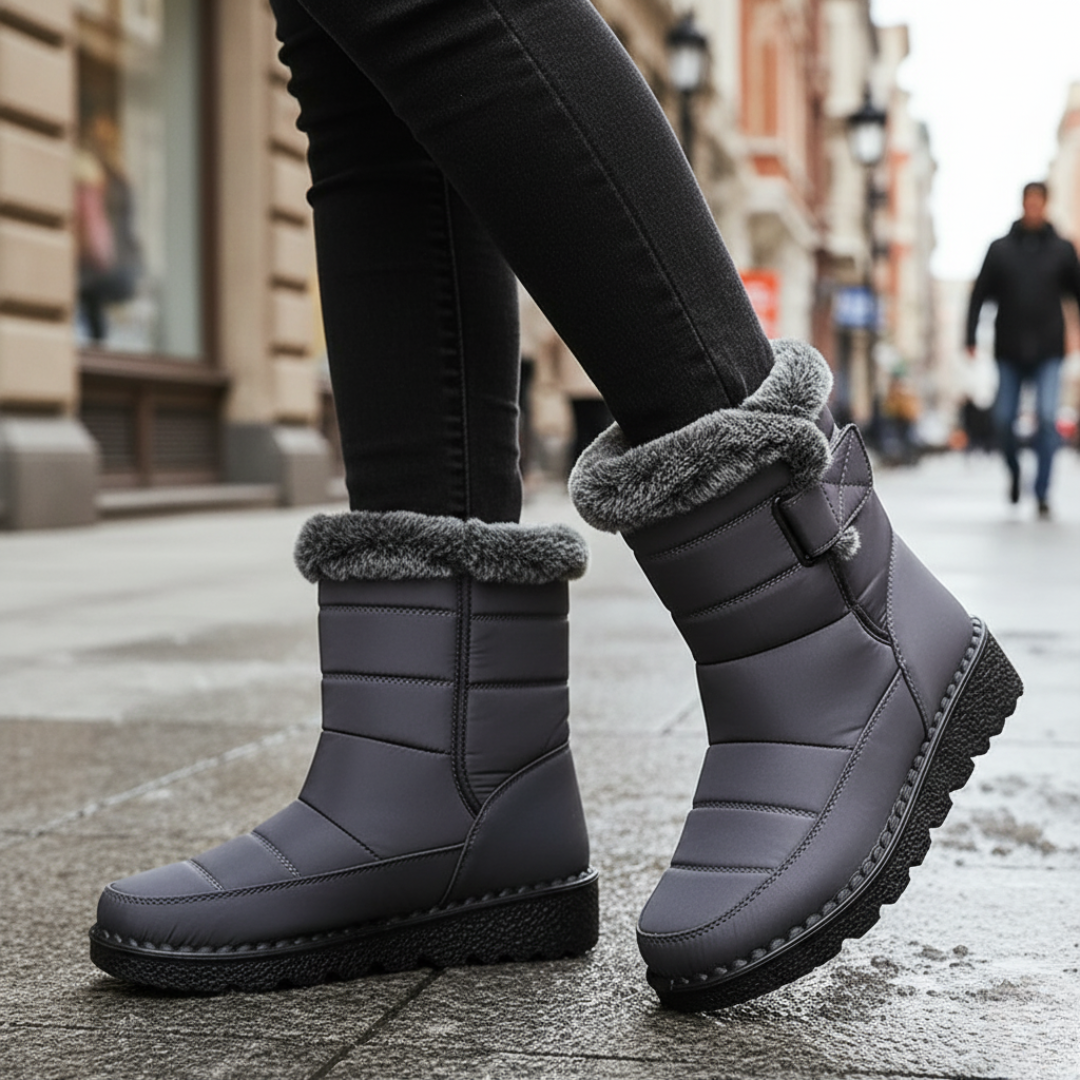 Dameslaarzen Waterdicht met Warmvoering Antislip Zool Klittenband Winterschoenen Dames Wol Sneeuw Winter Comfort | Sulvida
