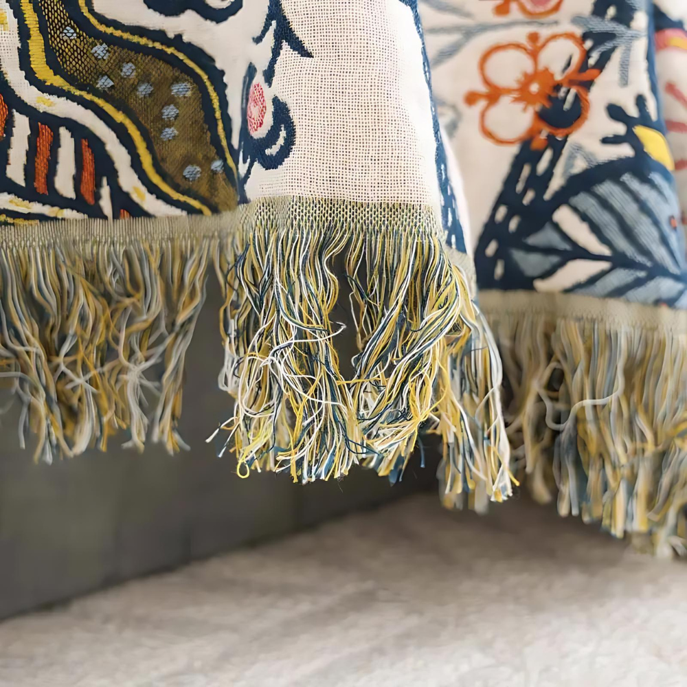 Katoenen Plaid met Bloemendessin en Franjes 150x200 200x230 230x250 Jacquard Weefpatroon Omkeerbaar Deken | Sulvida
