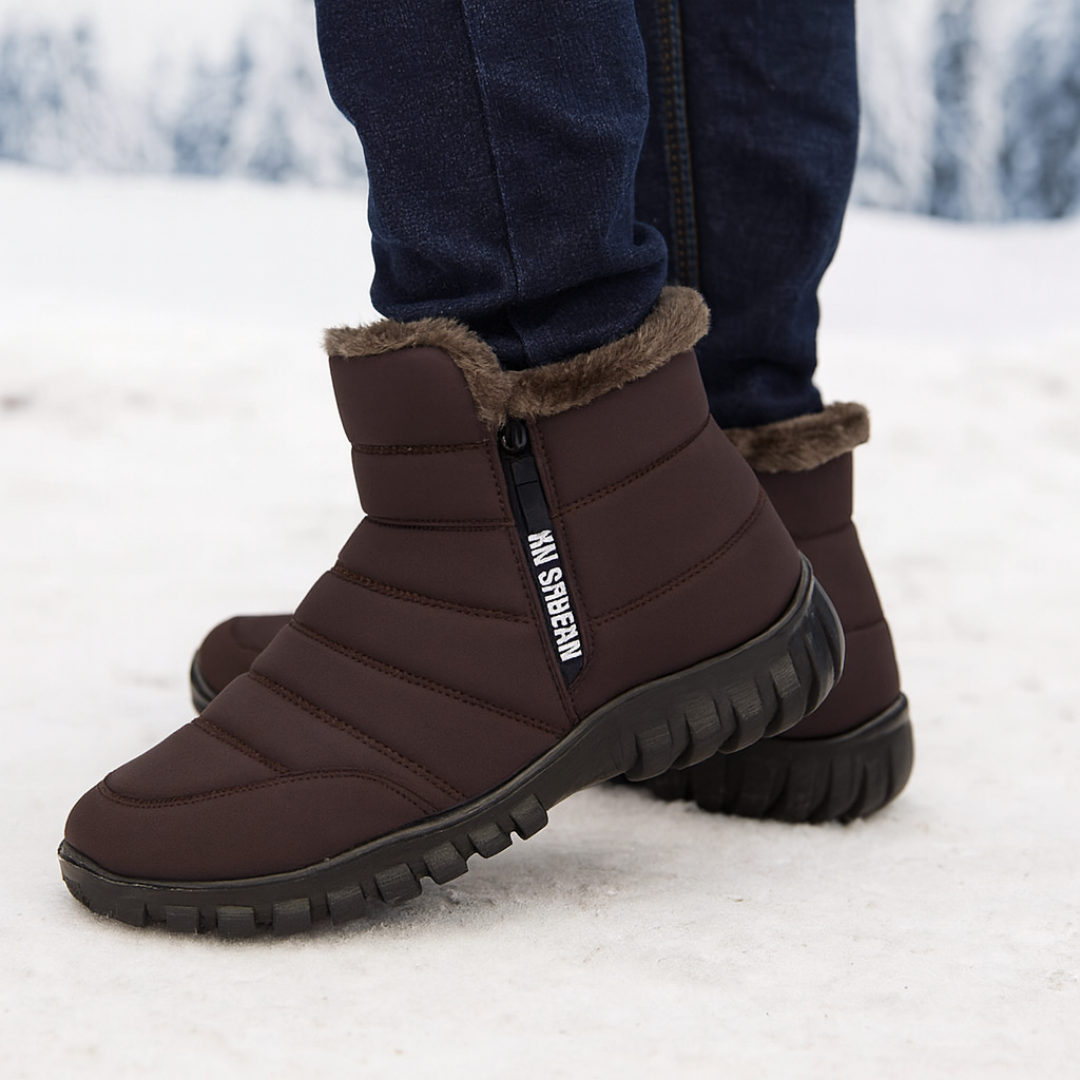 Waterdichte Herenlaarzen Winter Rits Warm Voering Antislip Zool Sneeuwlaarzen Hoog Schaap Outdoor Wandelen | Sulvida