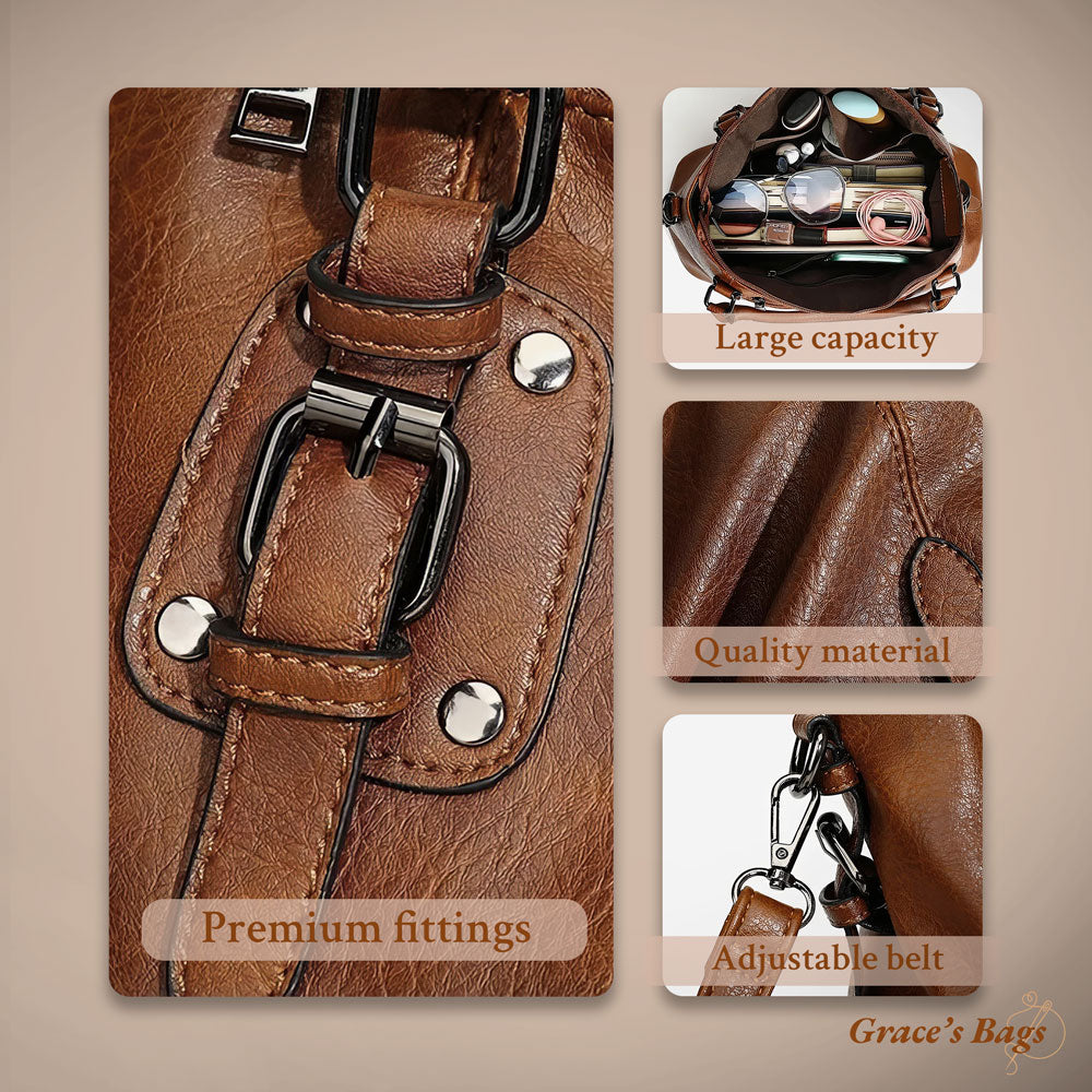 Elegante Leren Schoudertas met Magnetische Flapsluiting Dames Crossbody Stijlvolle Handtas Compleet Set | Sulvida