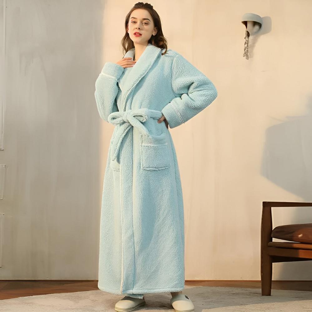 Sherpa Badjas Fluffy Fleece Ochtendjas Unisex Dames Heren Lange Badstofjas Huisjasje Loungewear Katoen | Sulvida