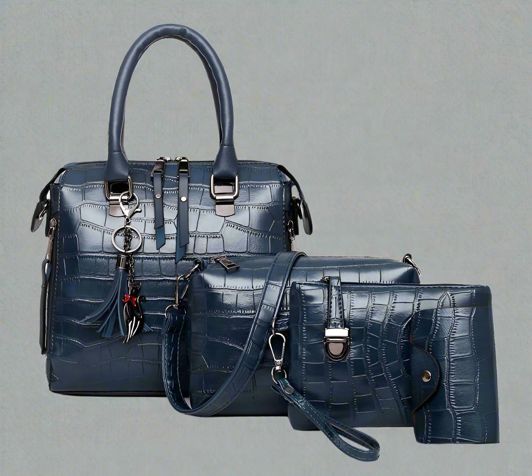 Ensemble de 4 sacs de luxe au design moderne en cuir pour un usage quotidien, sacs à main élégants pour femme, noir et marron | Sulvida