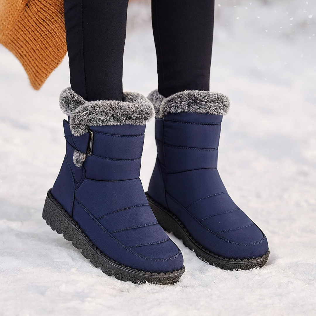 Gevoerde winterlaarzen dames waterdicht met keilhak klittenband antislip zool comfortabel warm schoeisel | Sulvida
