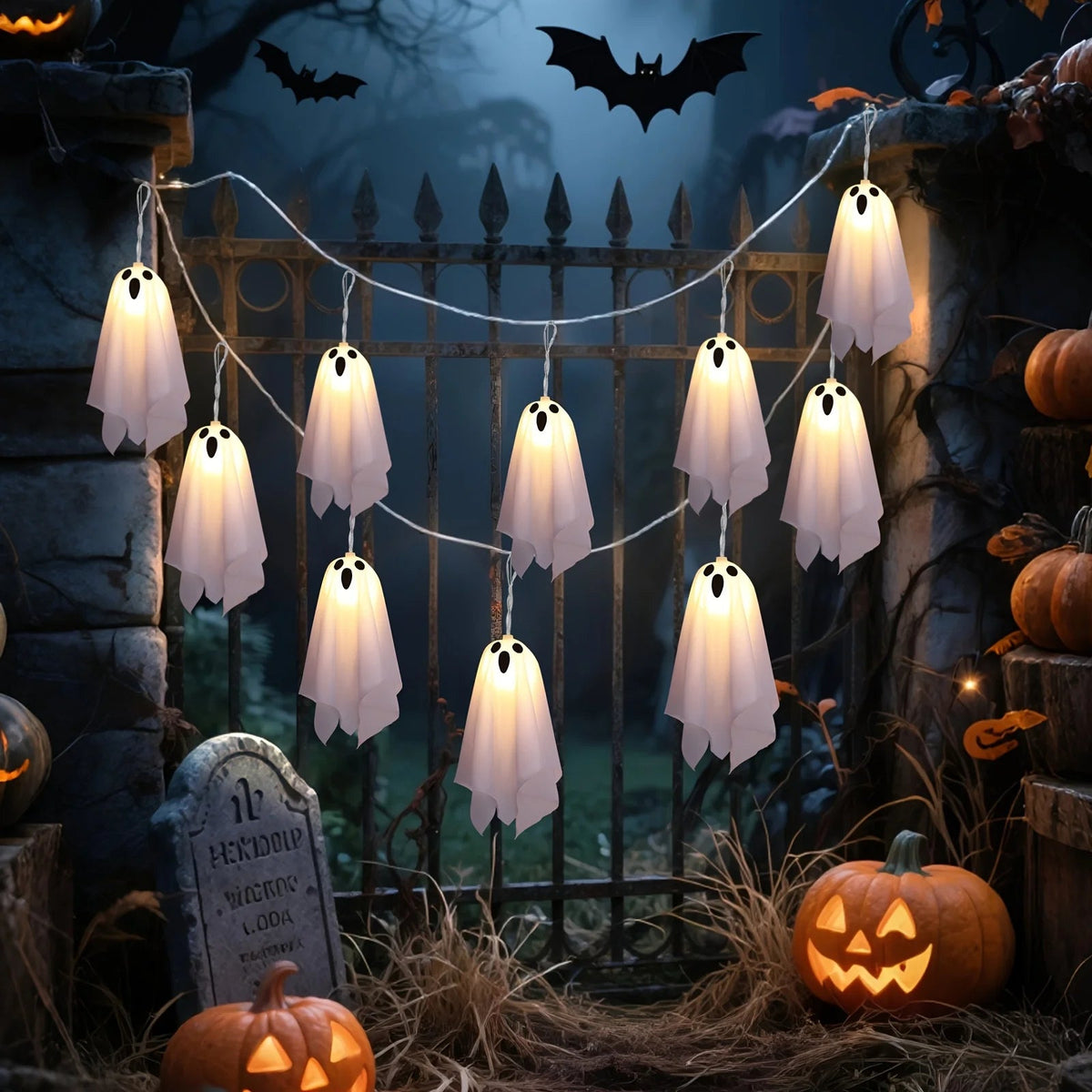 Spookjes Lichtsnoer LED met Zwevende Spoken – Griezelige Sfeerverlichting Halloween Decoratie Tuin Interieur | Sulvida
